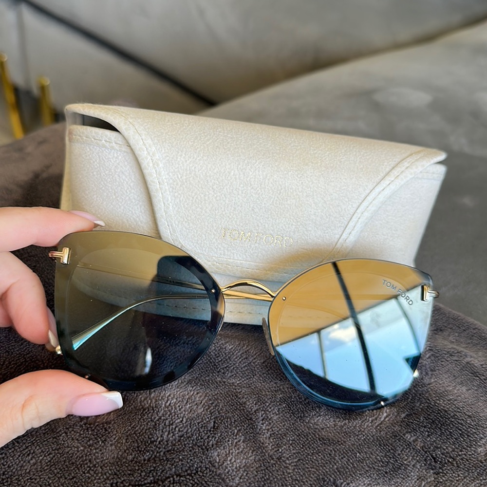 Tom Ford FT0683 55X Black/Gold Cat Eye Jess Sunglasses